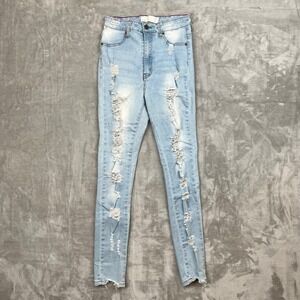 Roma Studio Premium Collection High Rise Distressed Jeans Light Wash Size 5